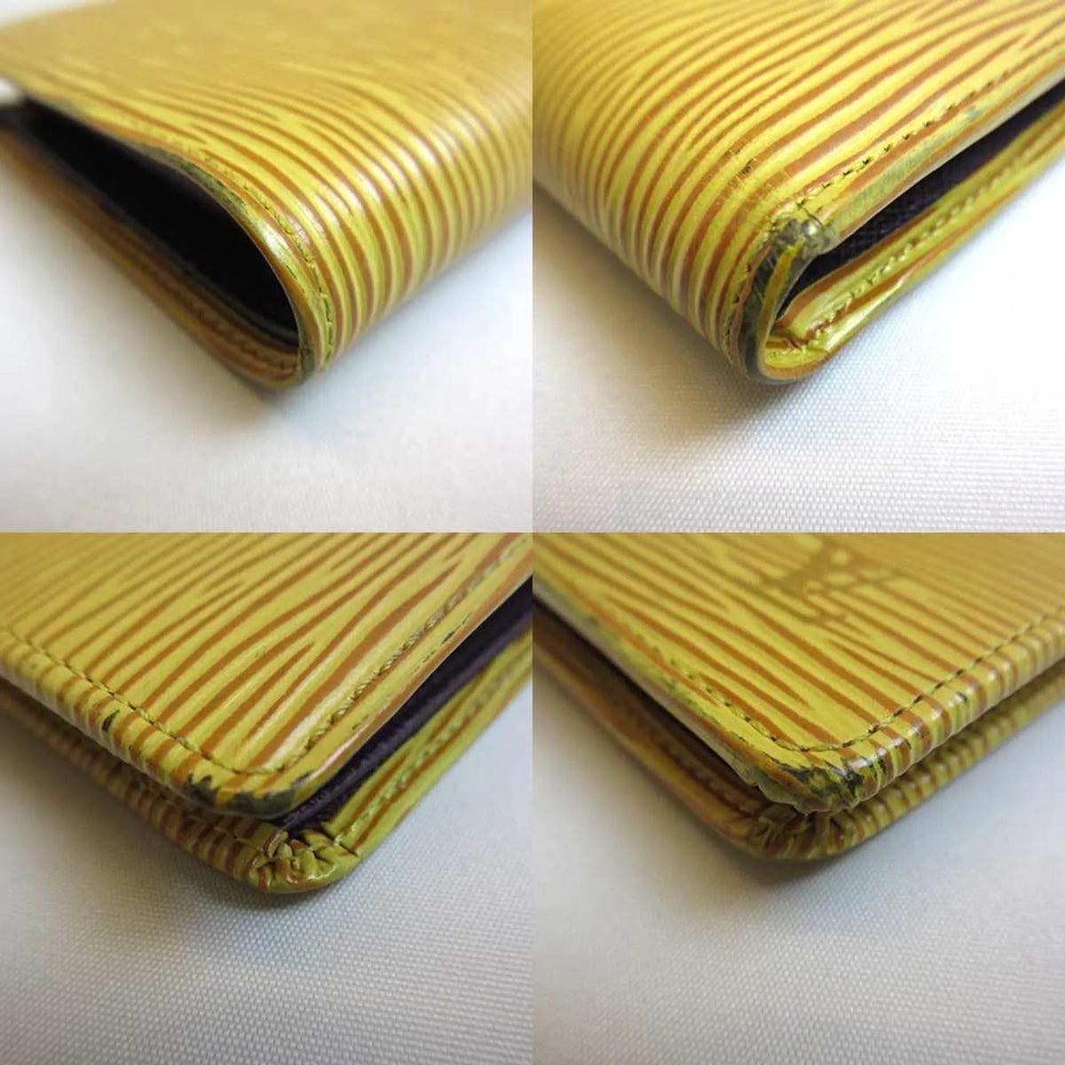 Credit Mini Epi Vuitton Wallet Folded Ladies Square Pre-Owned Louis Portobier M63549 Yellow Tassili Cult (Good)