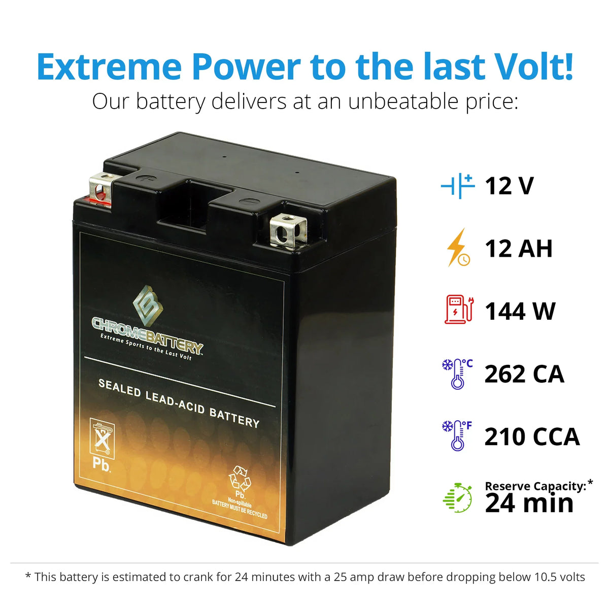 210 Volt,12 Ah, (14AH-BS Battery CCA) Battery 12 Prairie Chrome for 360cc Atv 2009 YTX14AH-BS Kawasaki Kvf360