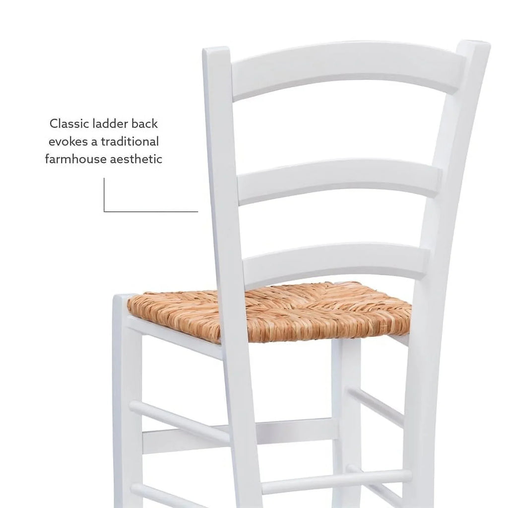 Linon White Karsyn Set Side Rush in Chairs Back of Seat Finish Two Ladder Wood