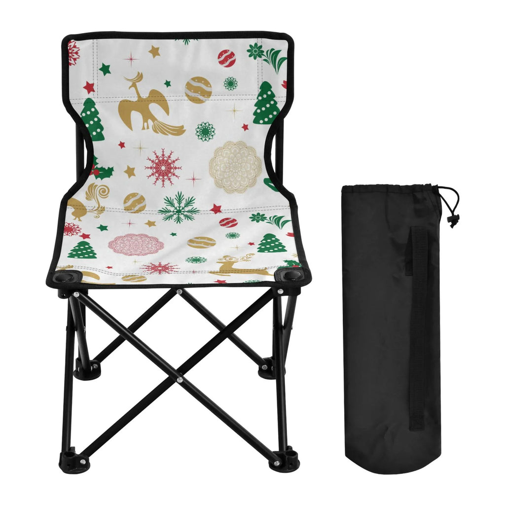 Christmas with Chair Outdoor Carry Chair Lawn Snowflakes 220LBS Camping to Portable Chair Stars Fishing Deer Support Beach Folding Bag Chair