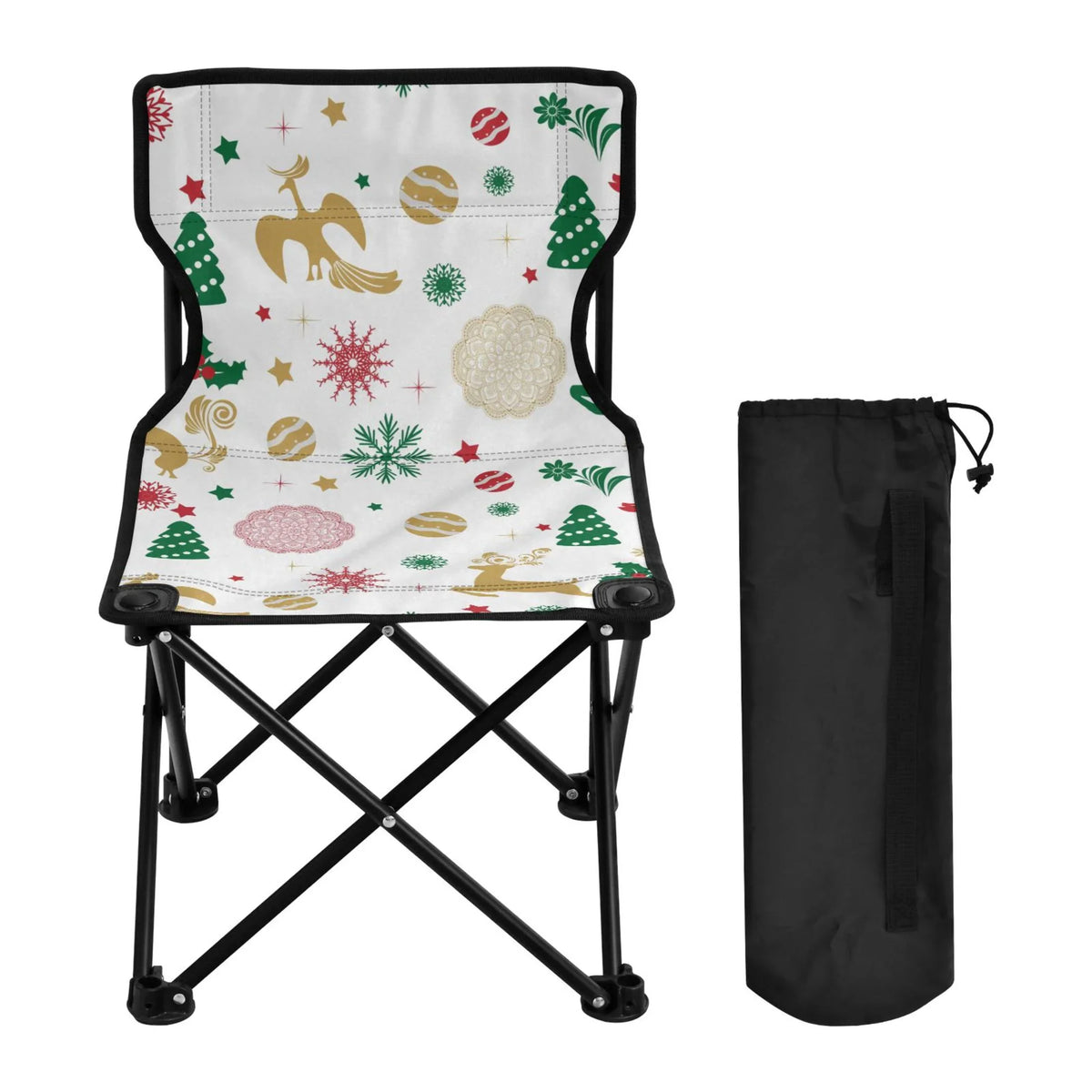 Christmas with Chair Outdoor Carry Chair Lawn Snowflakes 220LBS Camping to Portable Chair Stars Fishing Deer Support Beach Folding Bag Chair