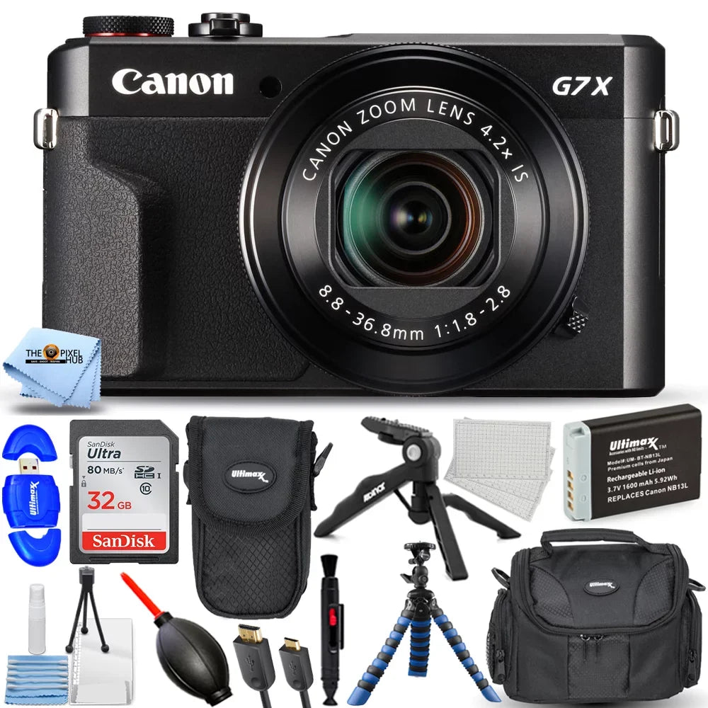 II BATT Digital + PowerShot G7 X Mark Canon + + EXT Camera Tripod 32GB Bundle
