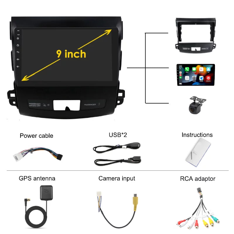 2013 Navgation 2 CW0W 2005 Outlander Player Screen Car Radio Multimedia Carplay - Android Mitsubishi GPS For Android Auto