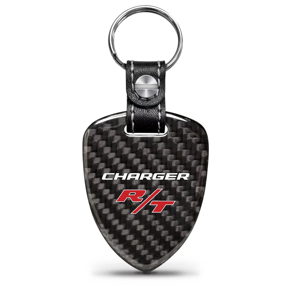 Key for R/T Real Licensed Shield-Style Carbon Charger Black Dodge Chain, Official Large Fiber Image iPick