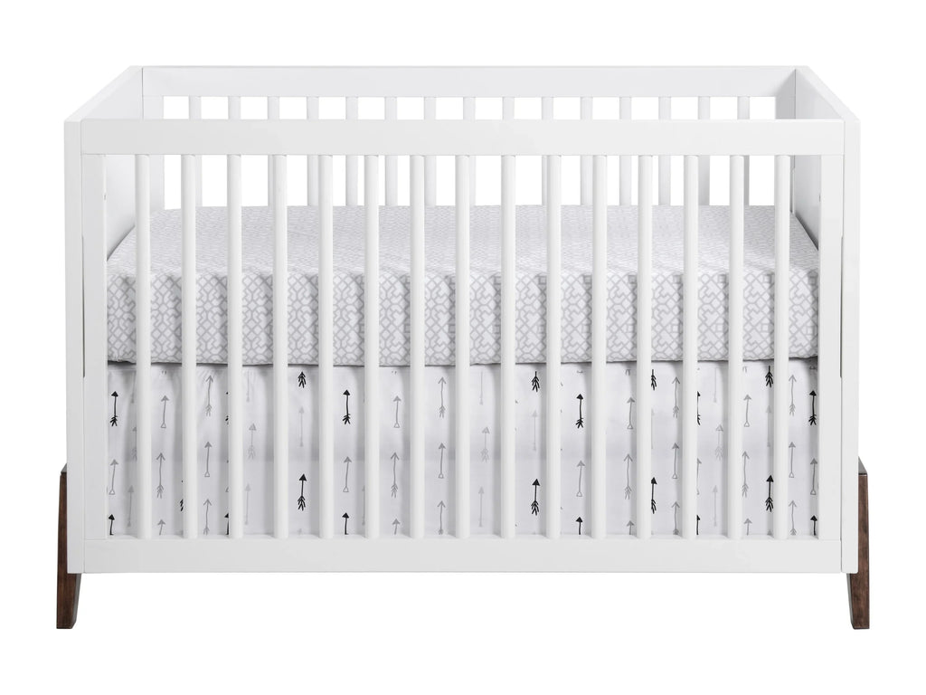 White 3-in-1 Mari & Baby Walnut, Convertible Crib Crib, Oxford Island Wooden Modern