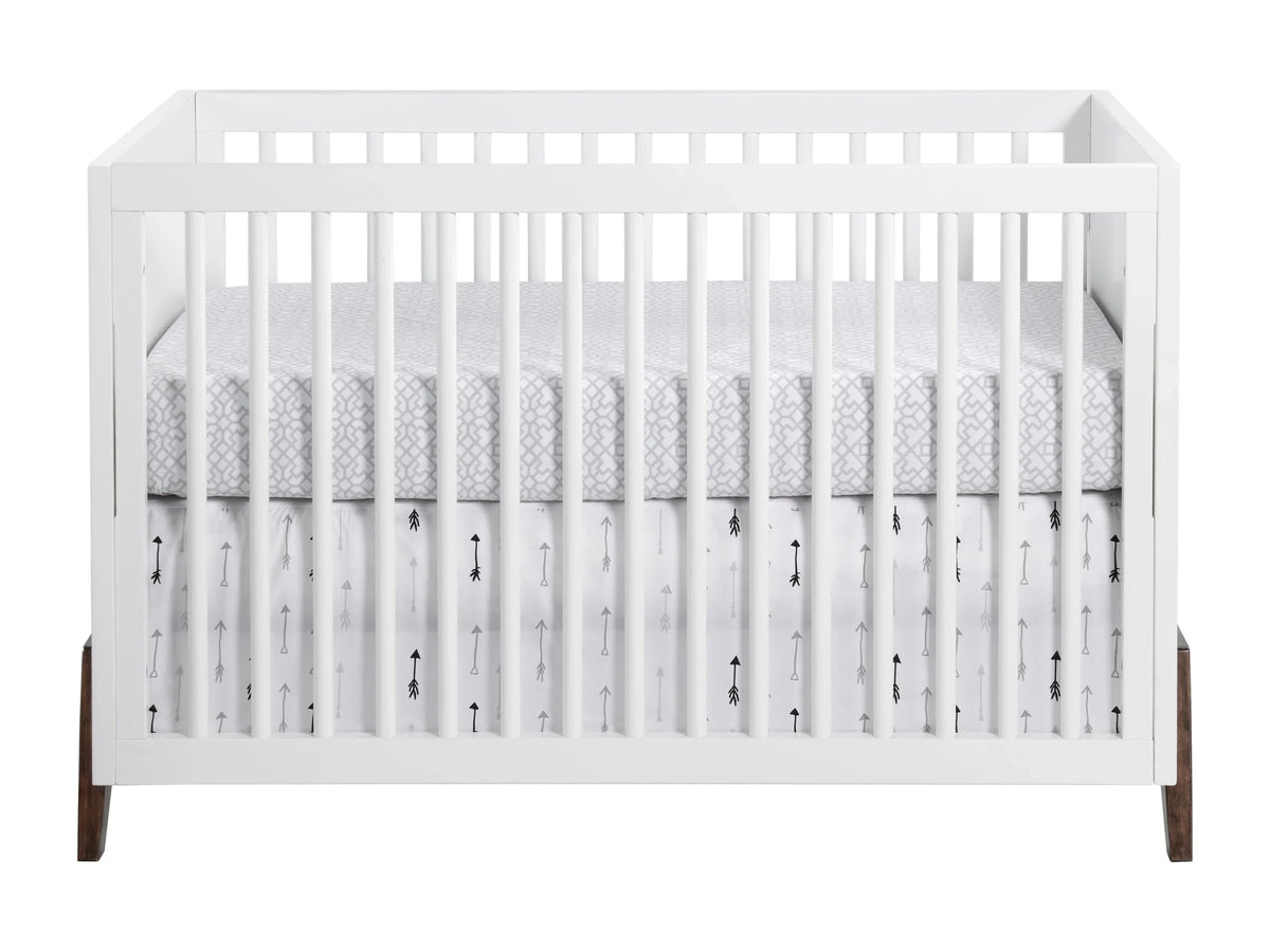 White 3-in-1 Mari & Baby Walnut, Convertible Crib Crib, Oxford Island Wooden Modern