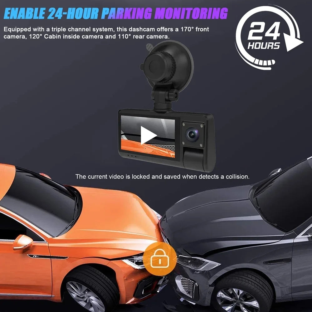 OWSOO with Touched Video Safety Screen Driving Wide Rearview Recorder Recording Car Angle, Clear Auto Cam, Dash Mirror for
