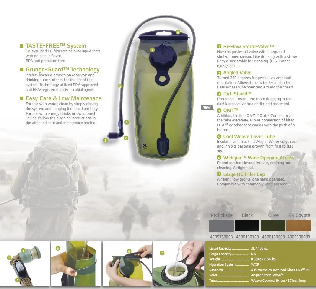 2Liter Storm WXP System Tactical with Hydration Reservoir Valve, Source Black