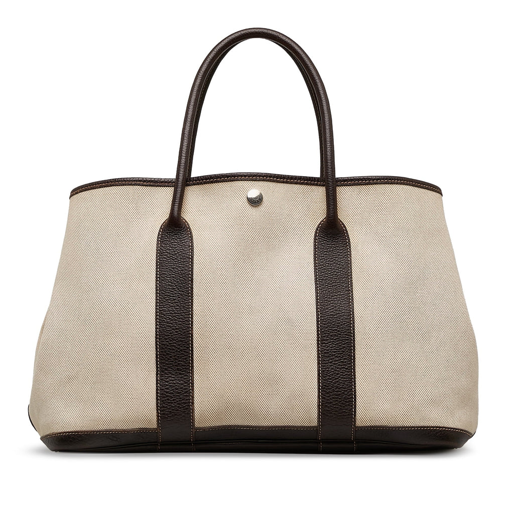 Hermès Fabric PM Garden Bag (Good) Brown Pre-Owned Party Authenticated Unisex Tote Canvas