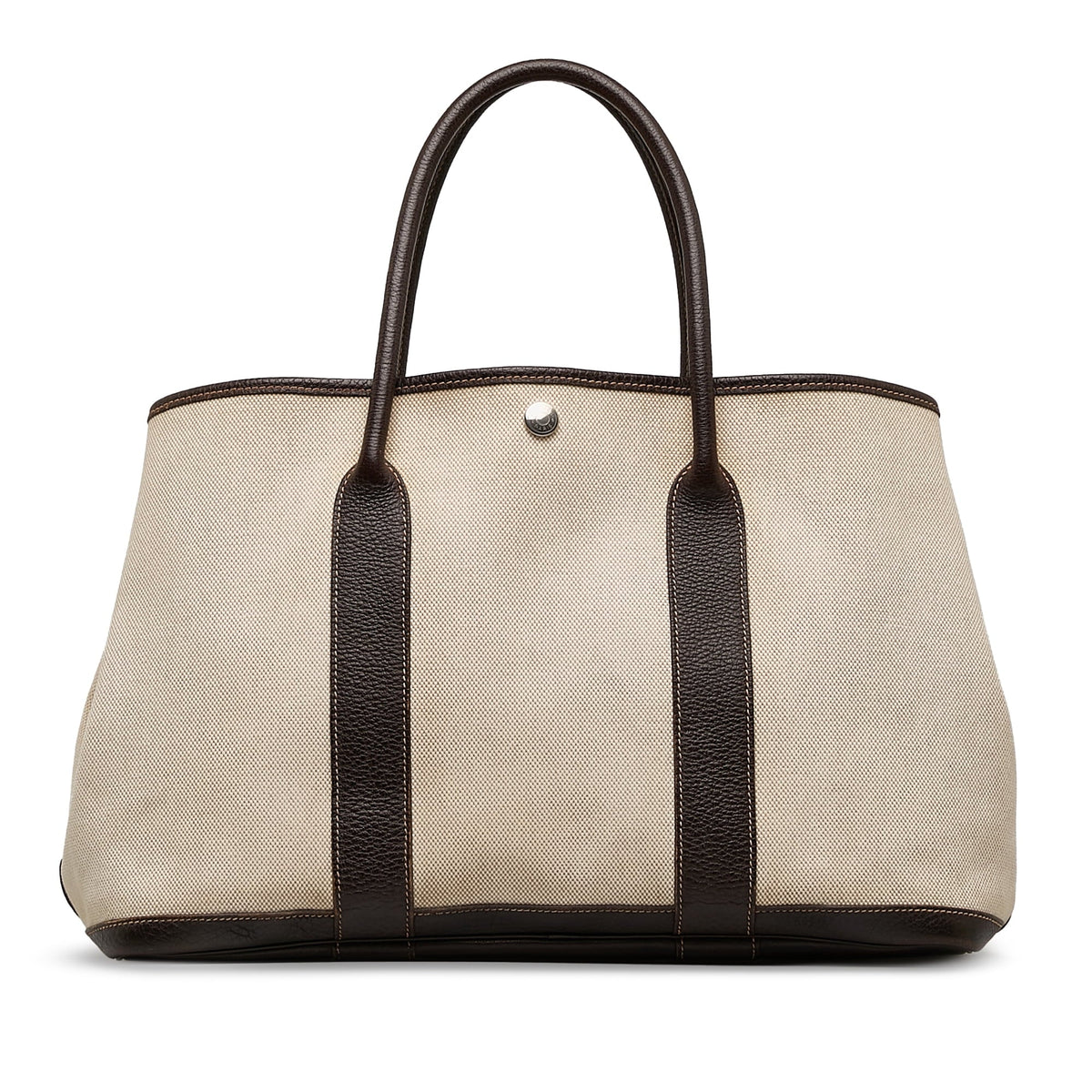 Hermès Fabric PM Garden Bag (Good) Brown Pre-Owned Party Authenticated Unisex Tote Canvas