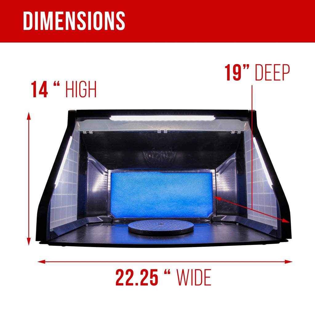 Dual Lights, Kit LED Portable, Fan, Hose Spray to Exhaust Airbrush (Extends Booth Hobby 5.6 up with Extension Feet)