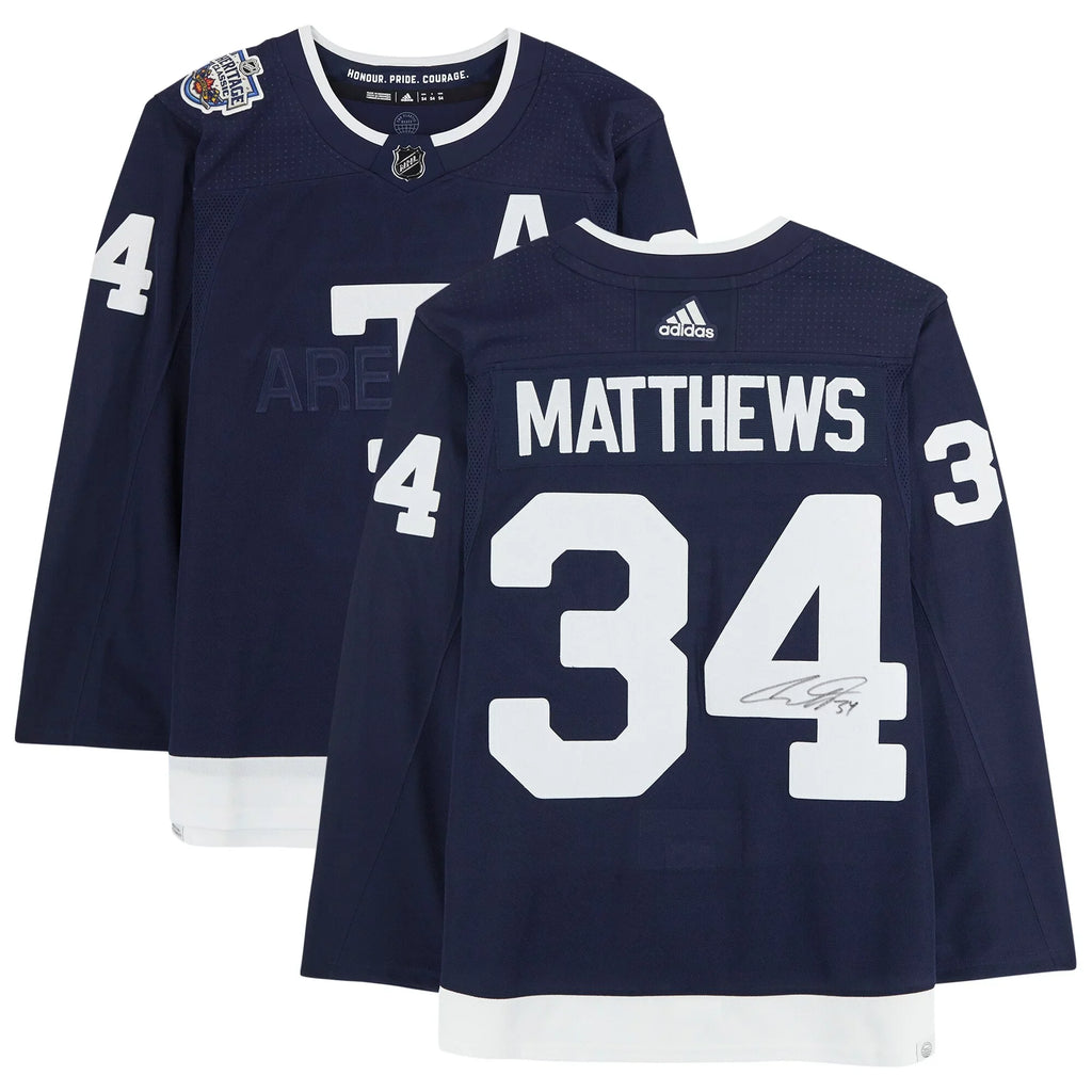 Authentic Leafs Auston 2022 adidas Matthews Navy Toronto Maple Classic Autographed Jersey Heritage
