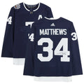 Authentic Leafs Auston 2022 adidas Matthews Navy Toronto Maple Classic Autographed Jersey Heritage