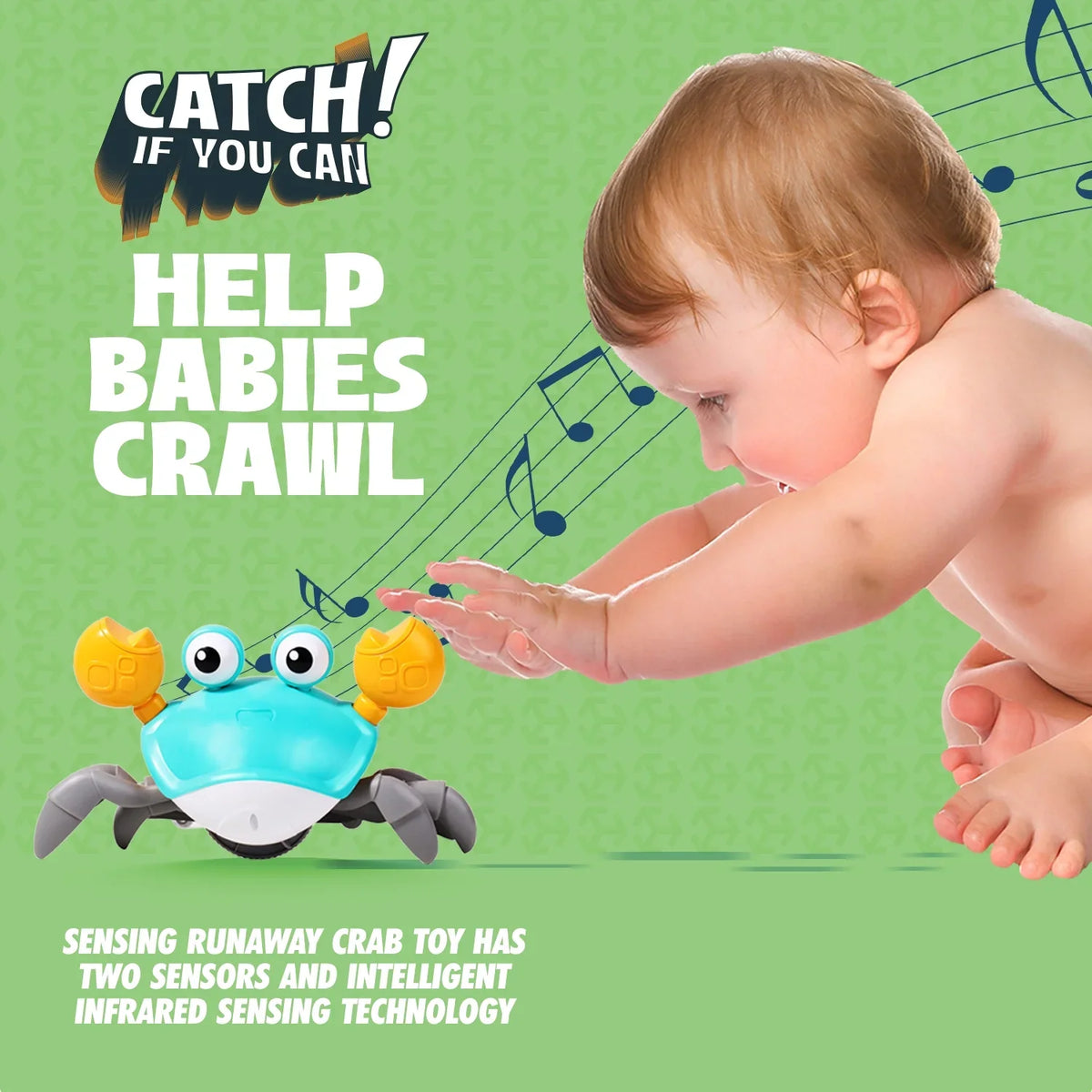 And Time, Months & 0-6 Kids Favorite Aretha Development With Tummy And Toddlers Crab Kids And Crawling Crawl Cognitive 6-12 Light - Sensory Learning Cute Gift Music Little For Years