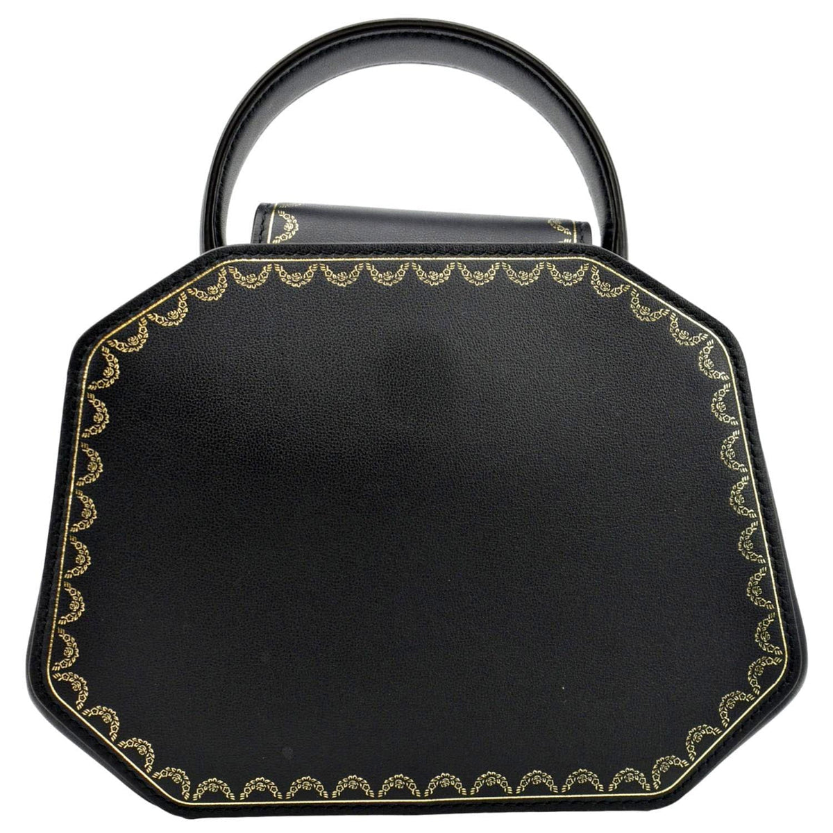 CARTIER Black Calfskin Guirlande Top Mini Pre-owned Handle Leather Satchel Bag
