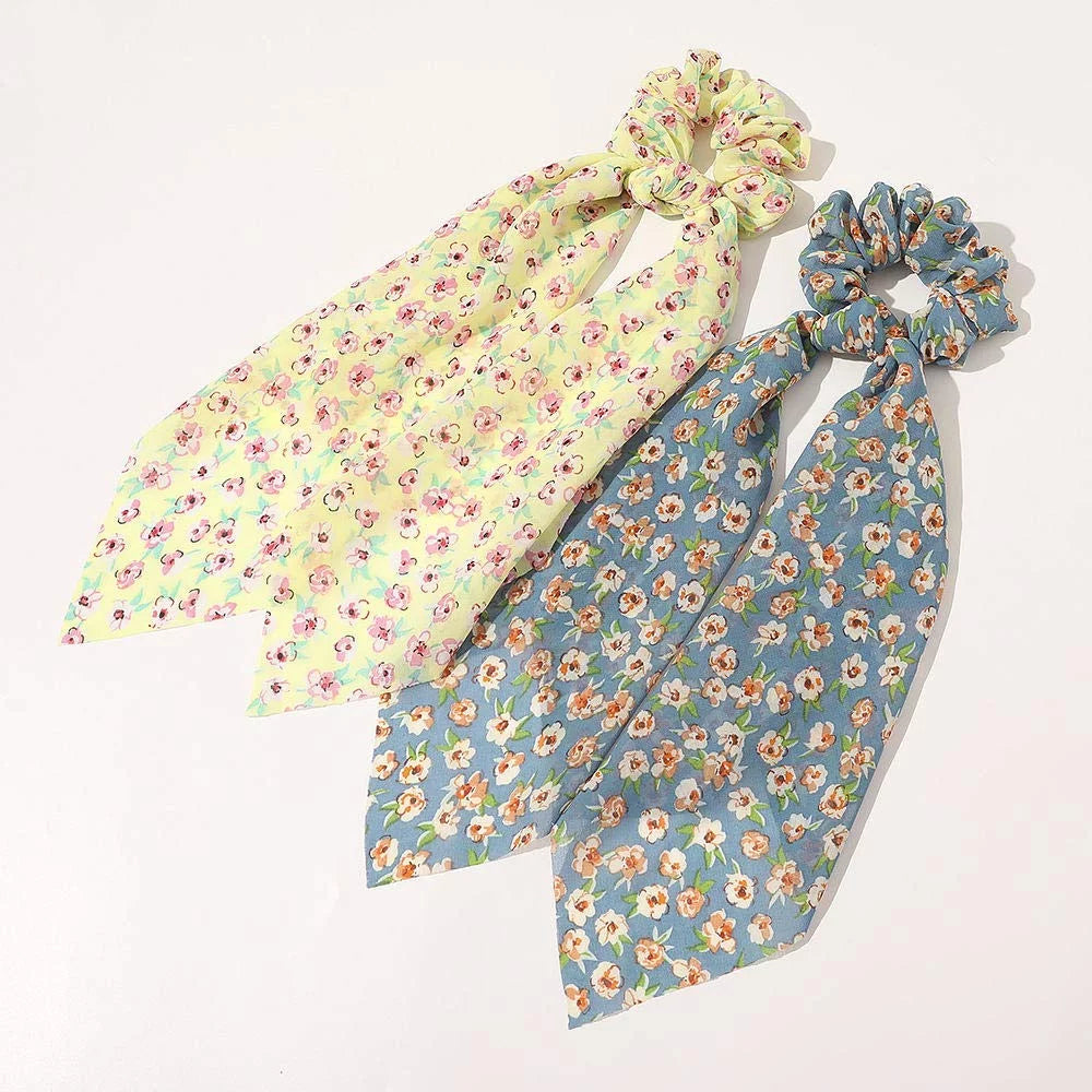 Hair Ties Satin Hair 3 Women Bowknot Flower for Daisy Packs Bands, Elastics Long Scarf Hair Silk Scrunchy, Tails Dot Scarf Polka (Style12) Ponytail Holder, Scrunchies, Scarves, Donut Girls