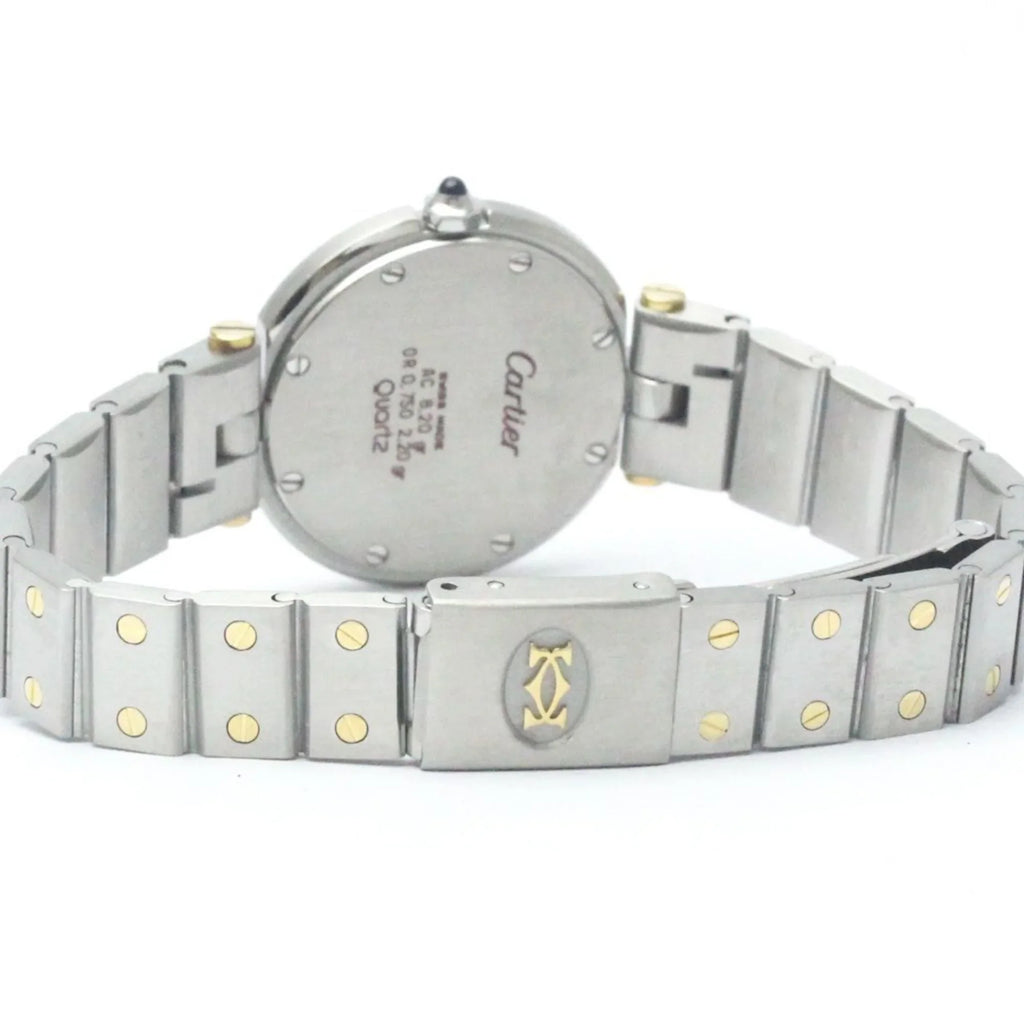Ladies Steel Santos Quartz (Good) Polished Pre-Owned BF568475 18K Watch CARTIER Round Gold
