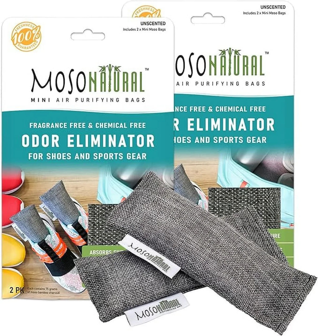 Free Bags Year Bags) Two Purifying Lifespan! Eliminator Air Sports A Bamboo Shoes, for Gear. Odor of Mini Moso Bags. and Premium Charcoal 2 75g Absorber. Moso Packs Gym (Two Natural Odor Scent