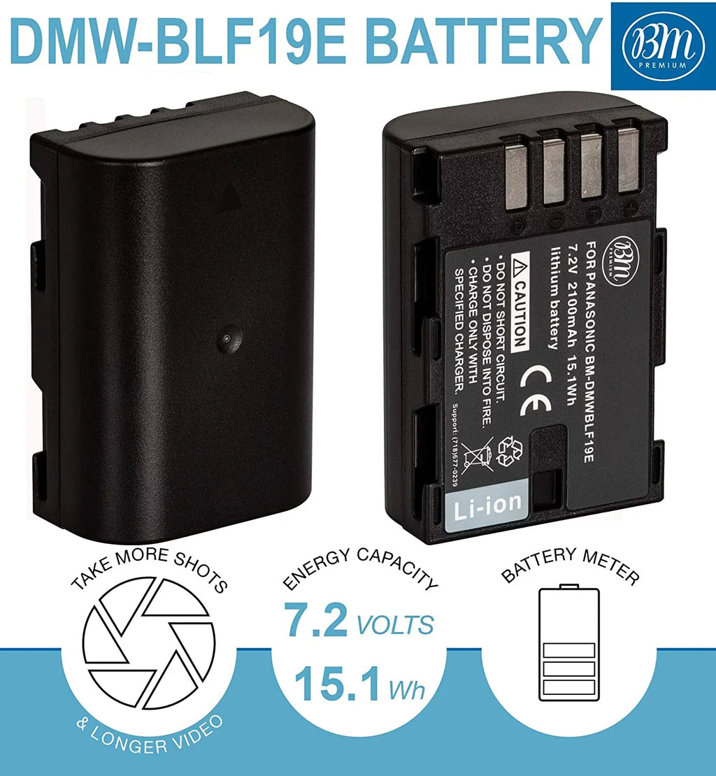 Charger for ies DMW-BLF19PP DC-G9, 2-Pack and DMW-BLF19, DMW-BLF19e, Lumix DC-GH5, Panasonic of
