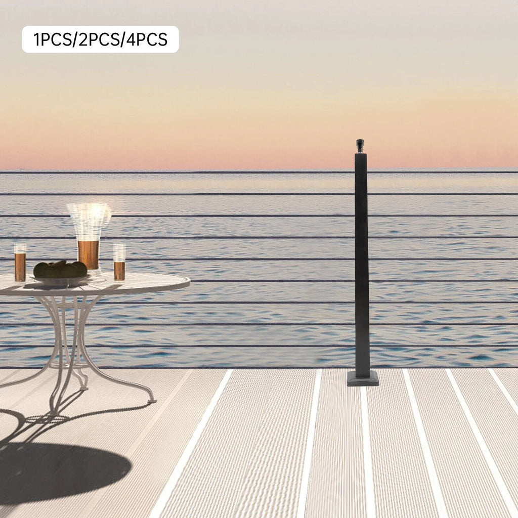Railing Level Post Steel Cable Stainless for Two Railing Post System Deck Concrete Sides Wood Pre-Drilled Fence Cable 36''x2''x2'' Square Level