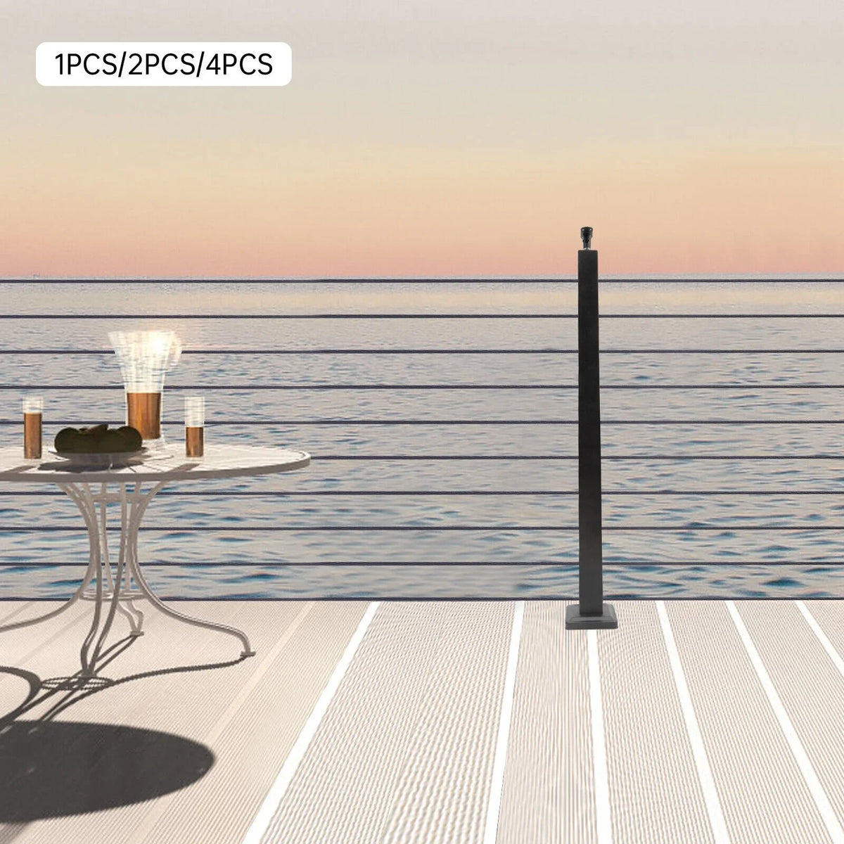 Railing Level Post Steel Cable Stainless for Two Railing Post System Deck Concrete Sides Wood Pre-Drilled Fence Cable 36''x2''x2'' Square Level