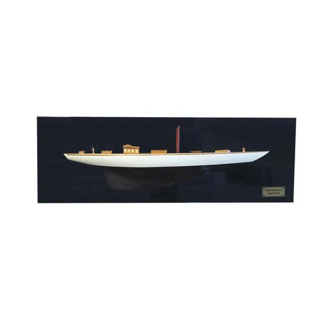 Yacht Half-Hull Boat, Shamrock in. HomeRoots Black Decorative Hand & White V 12 Boat Painted 401899