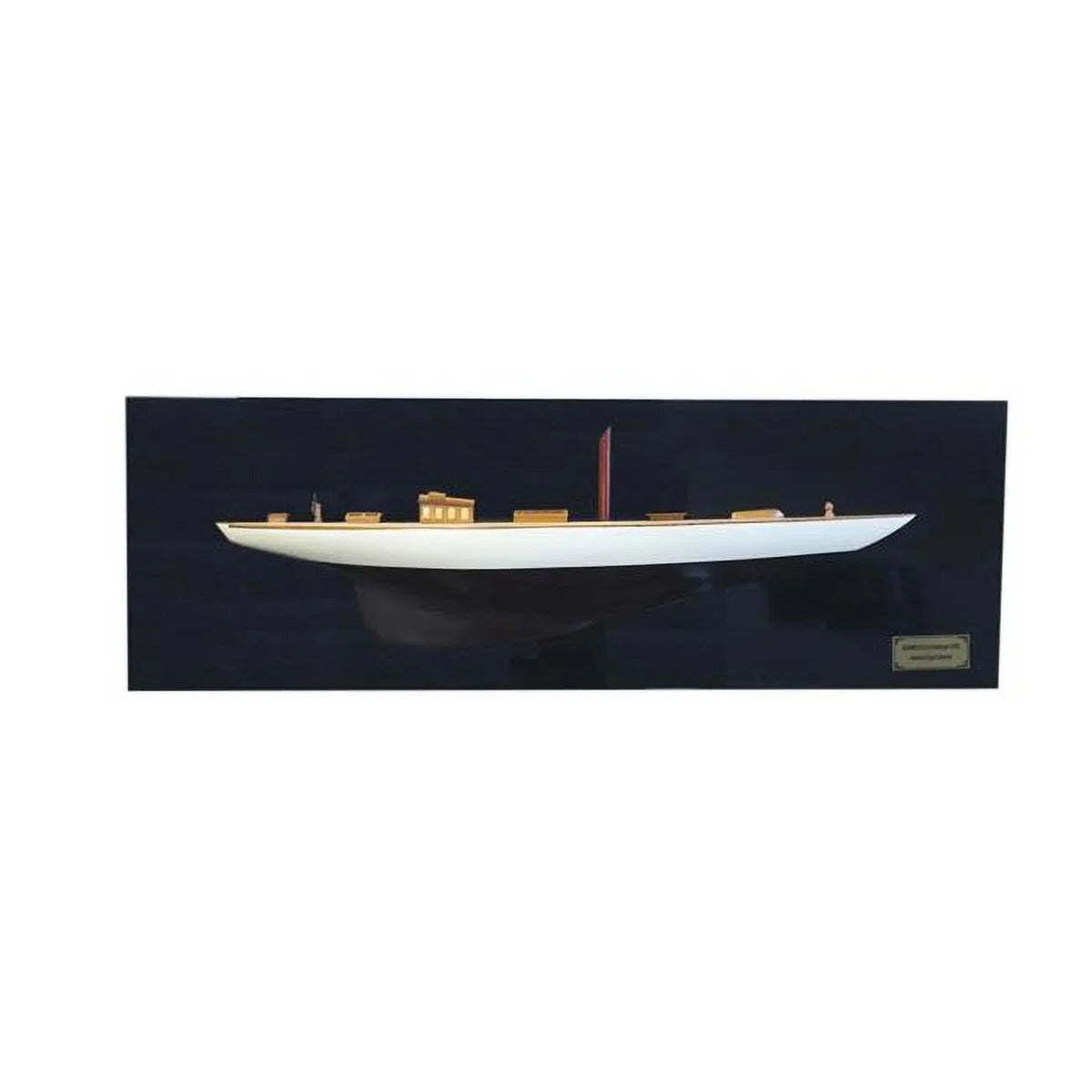 Yacht Half-Hull Boat, Shamrock in. HomeRoots Black Decorative Hand & White V 12 Boat Painted 401899