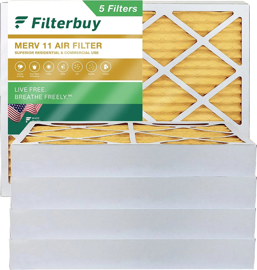 Air Filters MERV 11 Furnace HVAC (5-Pack) Pleated 10x16x4 Filterbuy AC