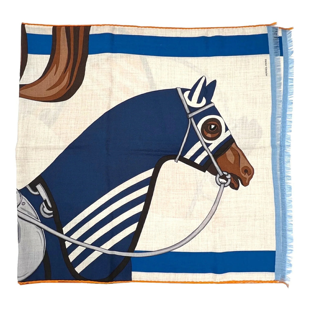 Hermes 2022 Cashmere New) Women's Spring/Summer Rectangle Stole Natural Silk Jaune HERMES Scarf Collection 22SS Marine (Like Pre-Owned Men's