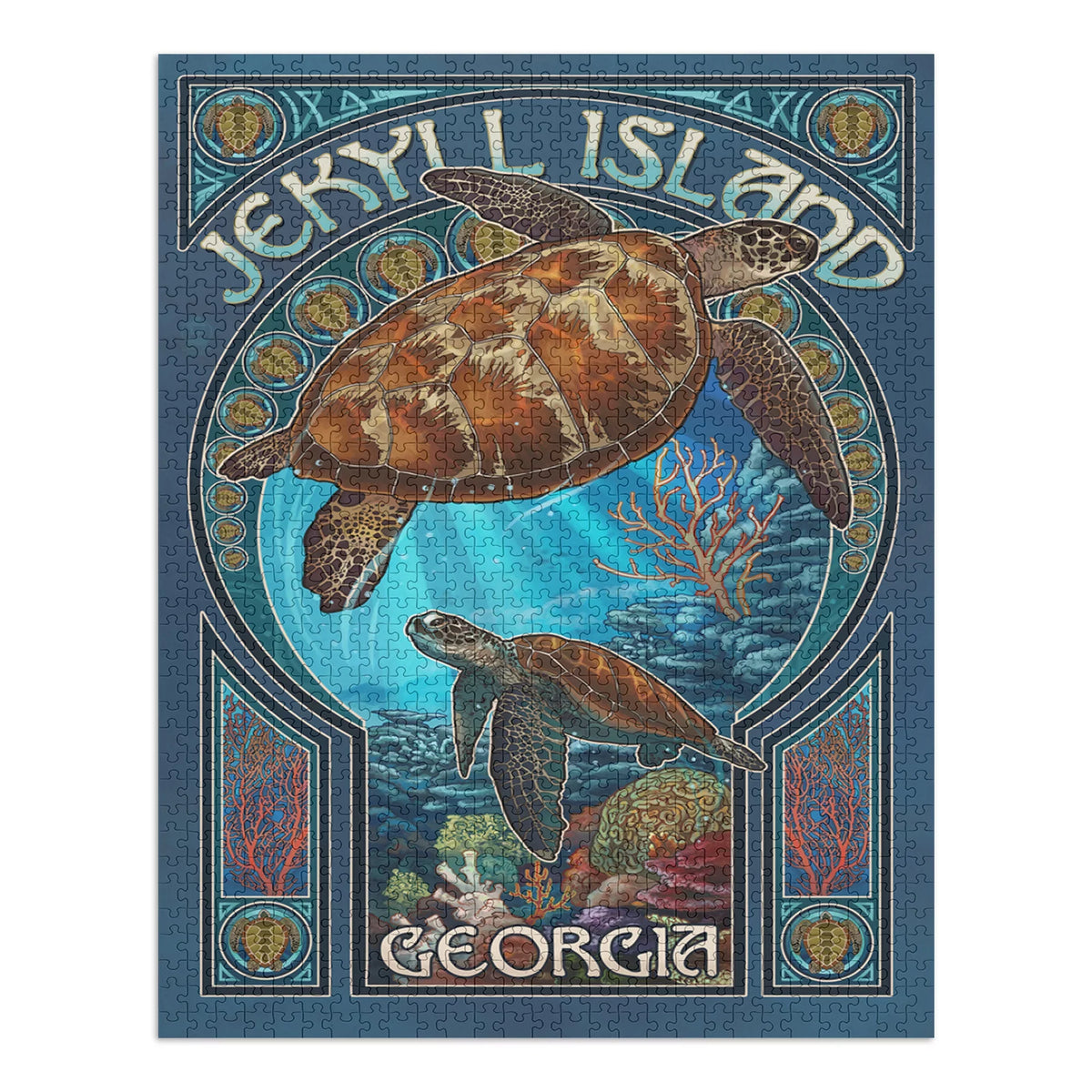 for Turtle Georgia, (1000 Jekyll Family, Puzzle Challenging Piece Art Size Adults Nouveau 19x27, in Island, Jigsaw USA) Made Sea Puzzle, and