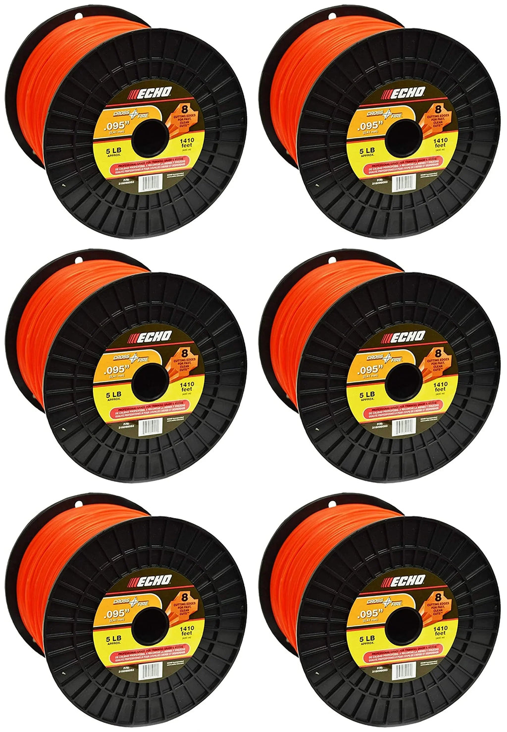 Trimmer Spool .095" Lb 316095053-6PK (dia.) Echo Cross-Fire Line Genuine 5