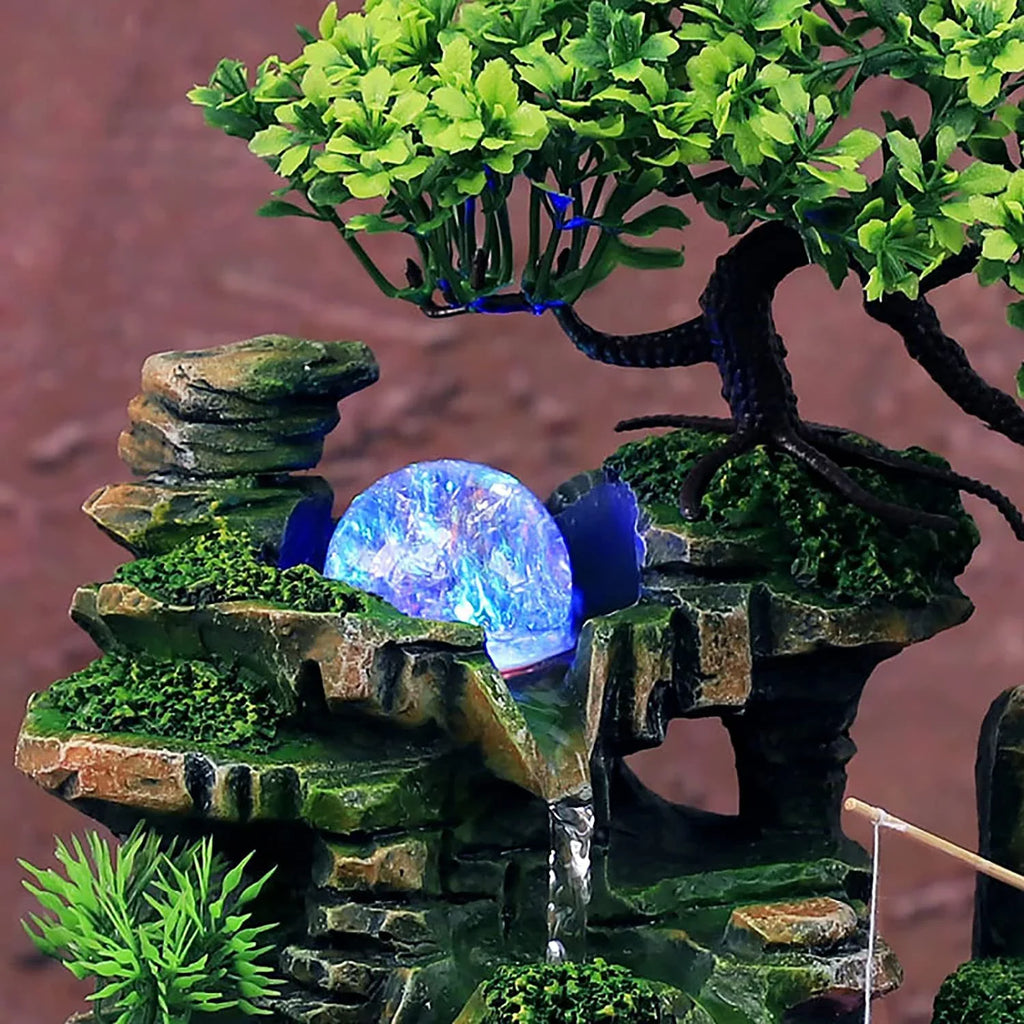 Fengshui Fountain Ornament Waterfall Miumaeov Rockery Decor Zen Desktop