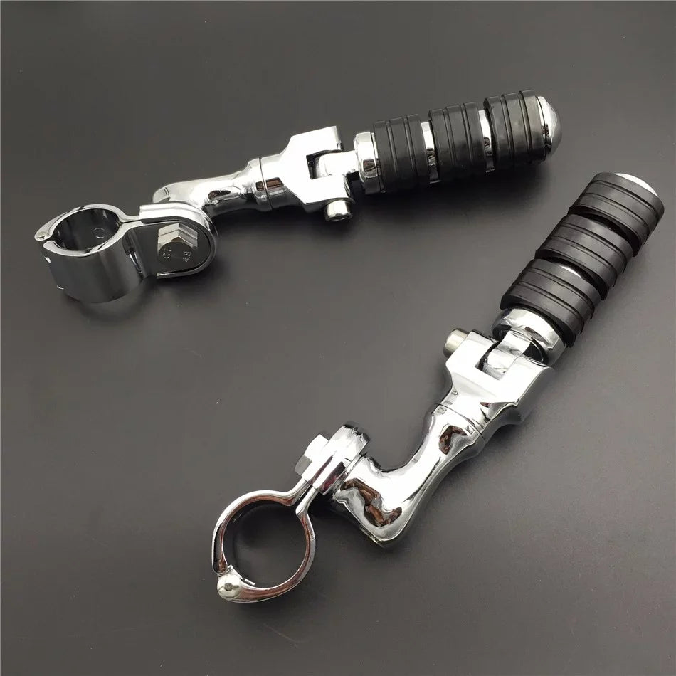 Sportster /Kawasaki VN1500 Harley For HTT-MOTOR Regular VN900 with Pegs 3 Chrome Clamps Rocket VN2000 1.5" Angled 1-1/2" VN400 1200/Triumph Footrest Foot Short XL 883 Vulcan