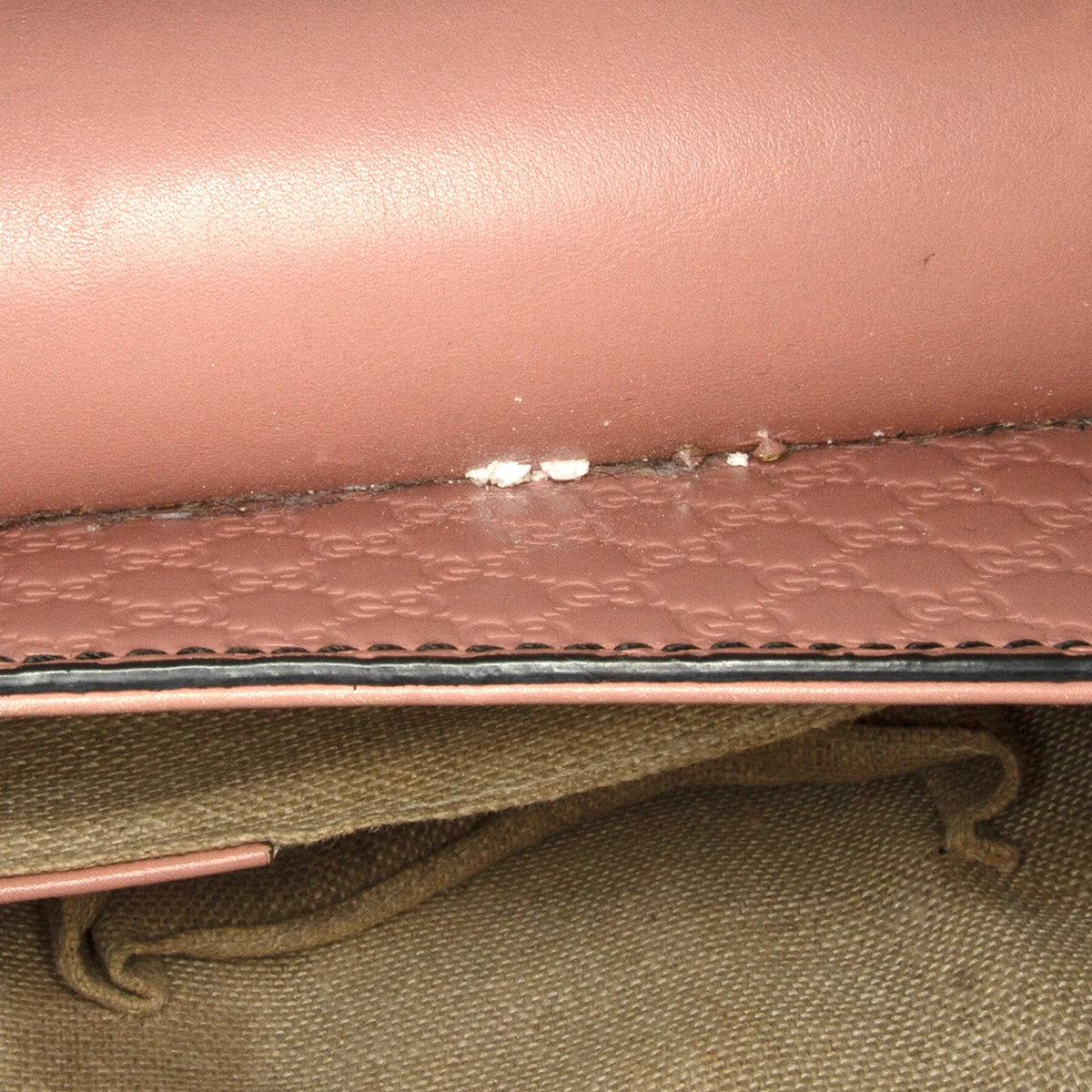 Authenticated Leather Calf Gucci Bag Shoulder Emily Pre-Owned (Good) Pink Medium Microguccissima Unisex