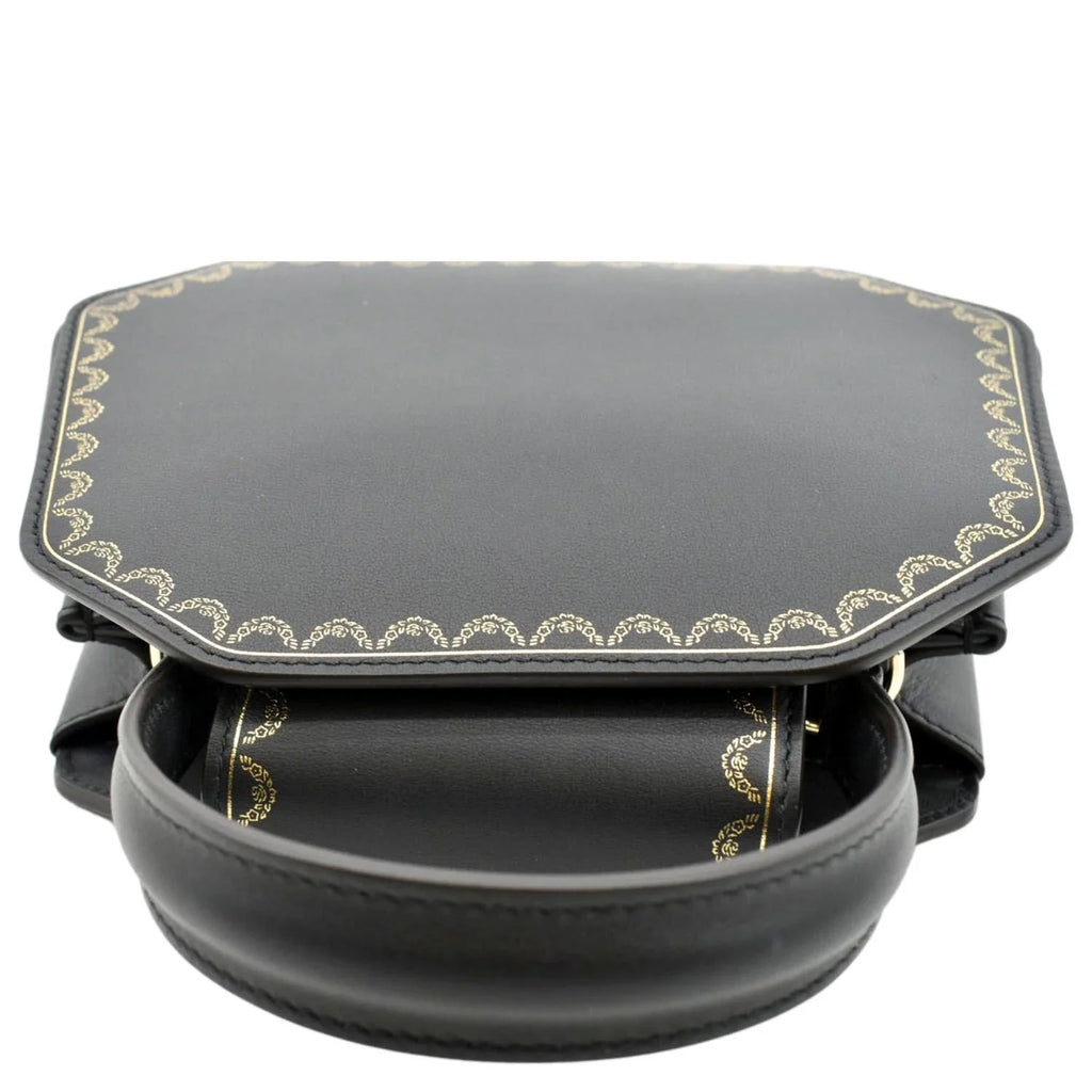 CARTIER Black Calfskin Guirlande Top Mini Pre-owned Handle Leather Satchel Bag