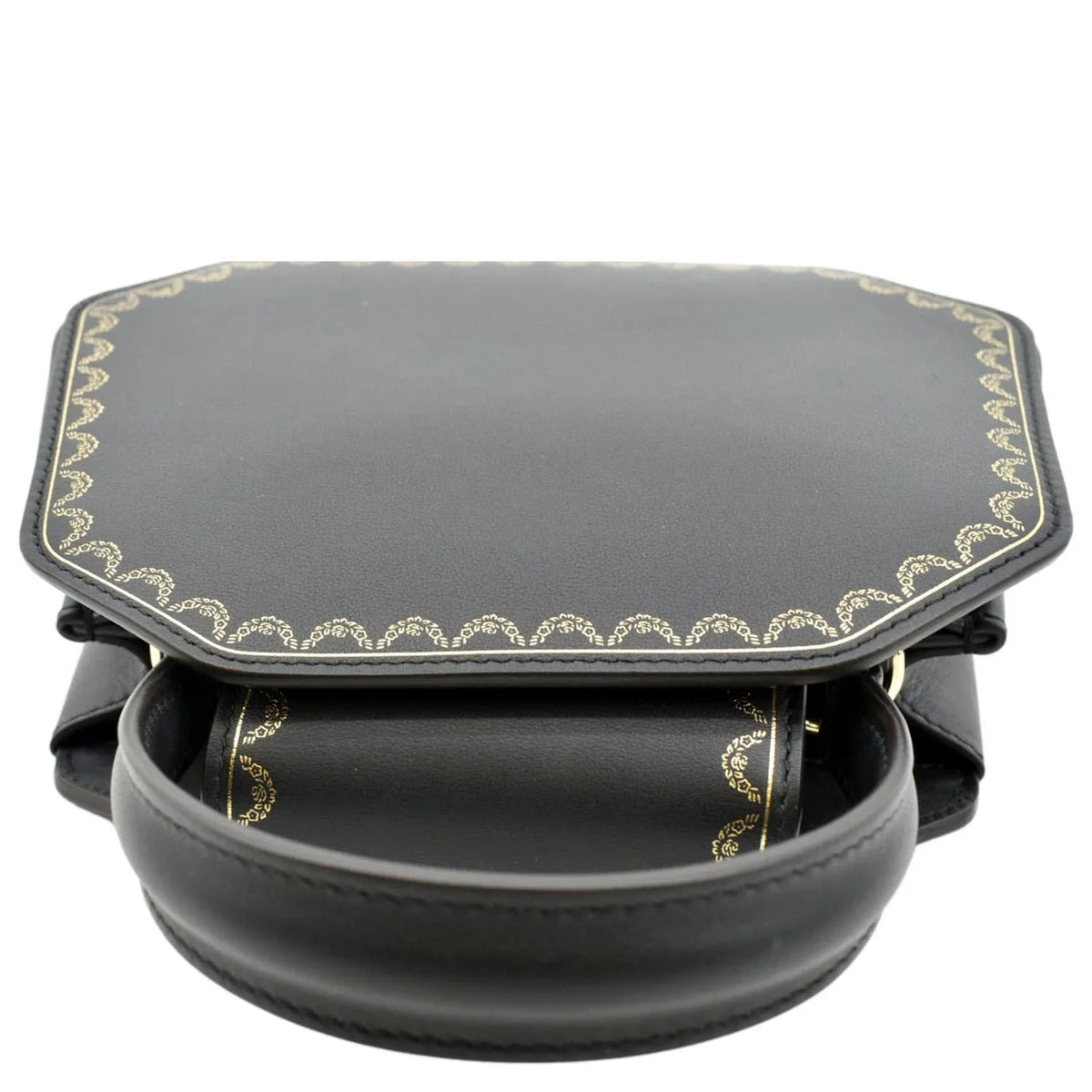 CARTIER Black Calfskin Guirlande Top Mini Pre-owned Handle Leather Satchel Bag