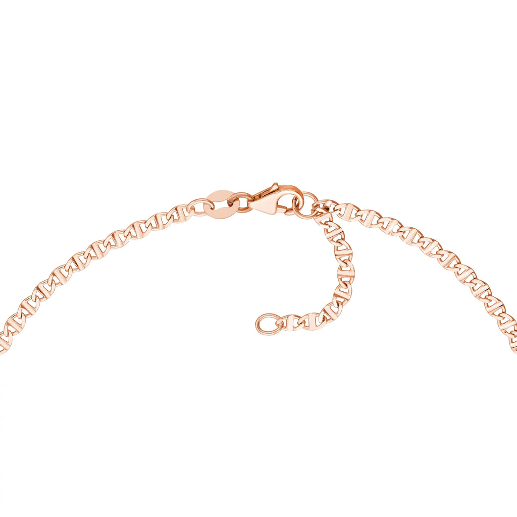 Flat Anklet 9"-10" Rose 14K Mariner Adjustable Link 2.20mm Gold Women's