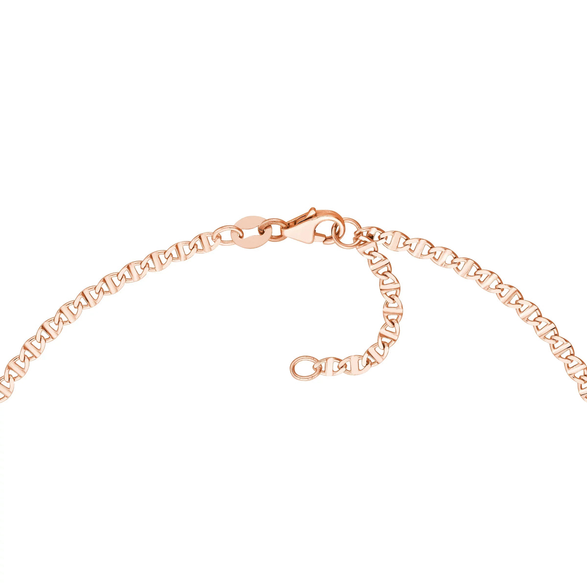 Flat Anklet 9"-10" Rose 14K Mariner Adjustable Link 2.20mm Gold Women's