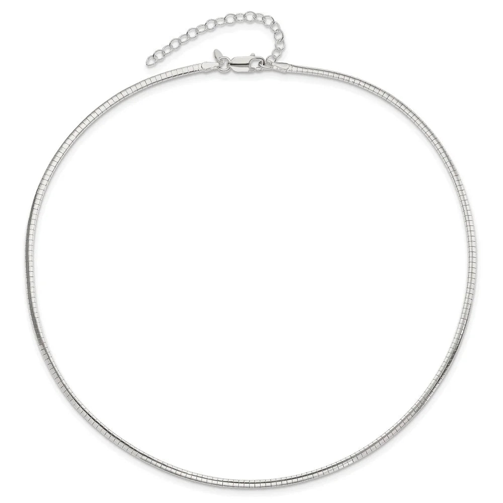 925 Chain Cubetto inch Ext Styles Omega 16 Necklace w/2 2mm Silver Sterling in