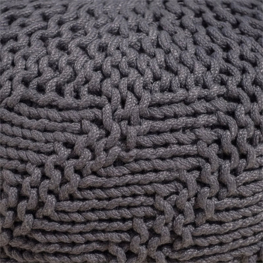 Fabric House Handcrafted Gray in Aria Modern Noble Dark Weave Pouf Outdoor