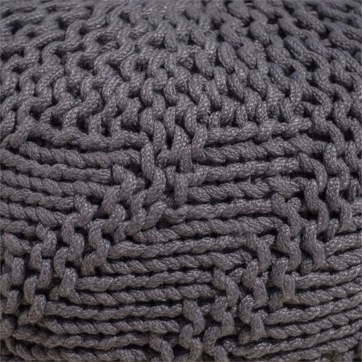 Fabric House Handcrafted Gray in Aria Modern Noble Dark Weave Pouf Outdoor