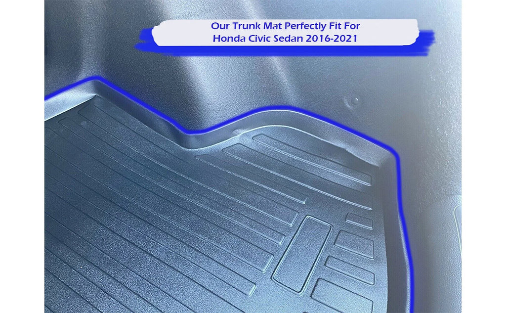 Trunk Trunk Civic Honda to – – Mats Mat – for Weather-Resistant Pre-Cut – Non-Slip Rubber Trunk EACCESSORIES – Sedan Mat for Install with Liner Raised Cars Laser EA Cargo Lip Design Easy Car 2016-2021