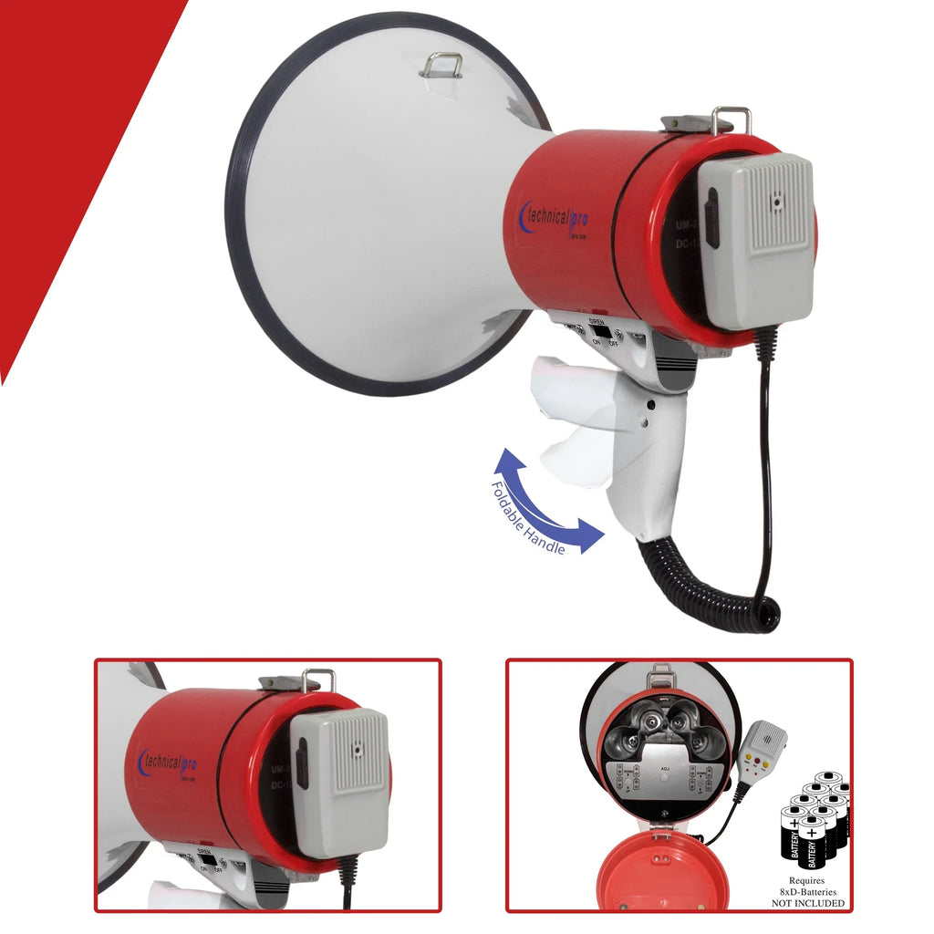 Technical Bullhorn Trainers 800M-1000M With Siren Portable Control Pro Watts Megaphone Range Strap 40 for Volume