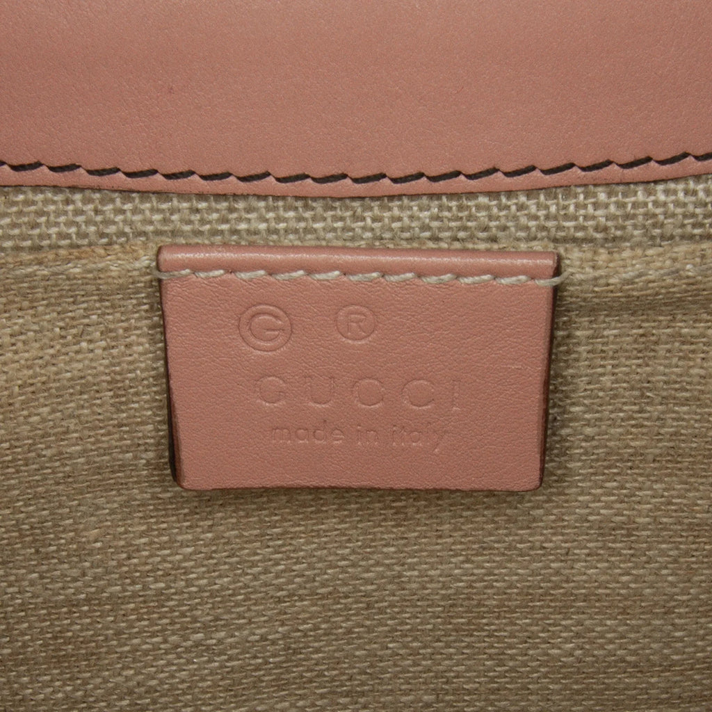 Authenticated Leather Calf Gucci Bag Shoulder Emily Pre-Owned (Good) Pink Medium Microguccissima Unisex