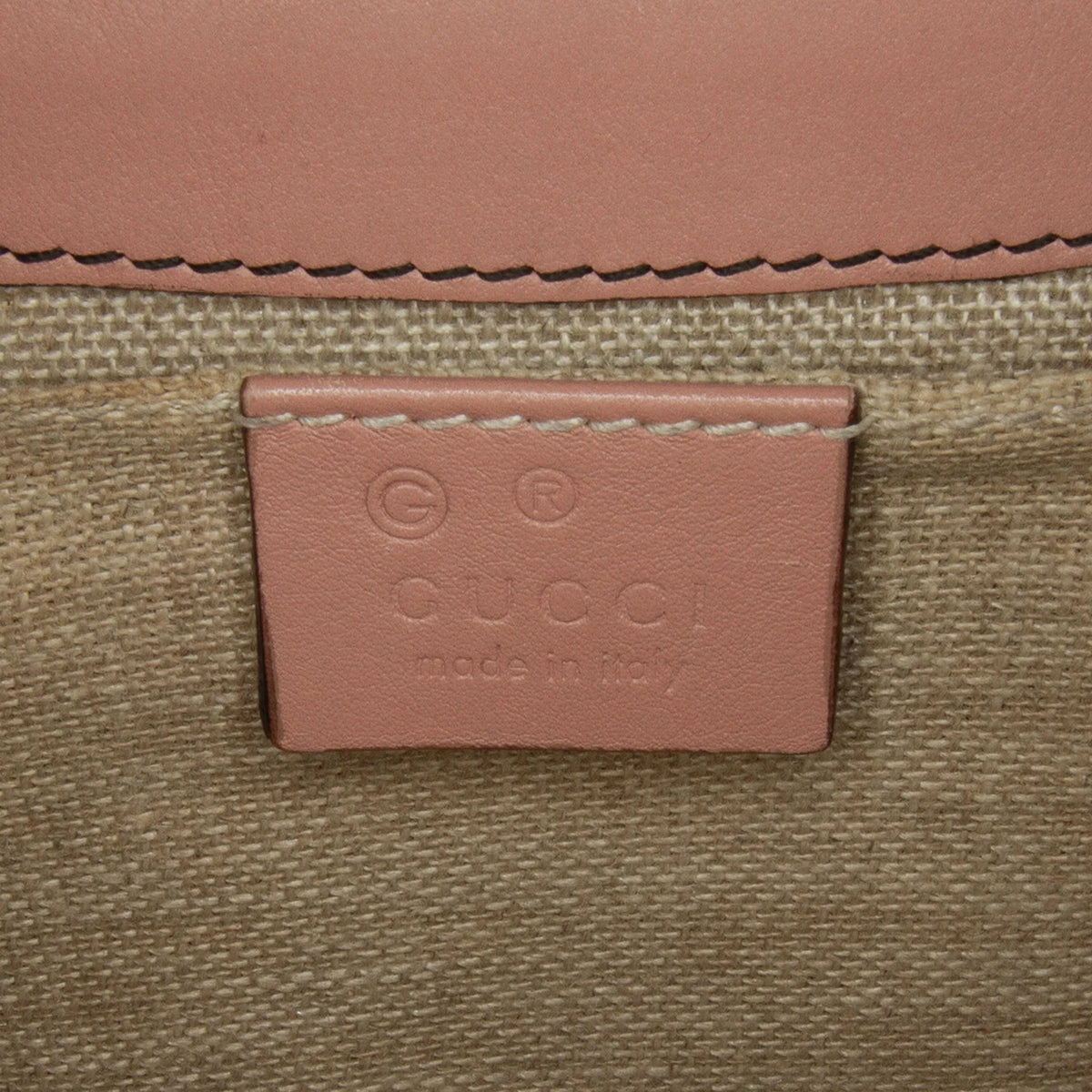 Authenticated Leather Calf Gucci Bag Shoulder Emily Pre-Owned (Good) Pink Medium Microguccissima Unisex