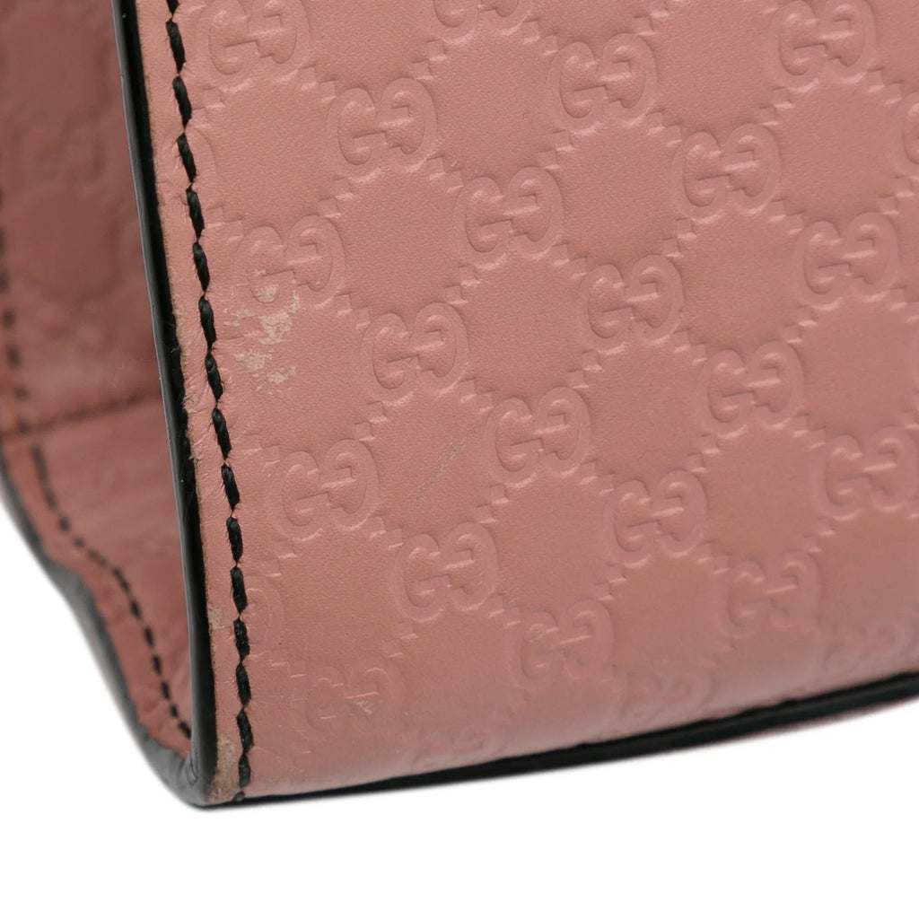 Authenticated Leather Calf Gucci Bag Shoulder Emily Pre-Owned (Good) Pink Medium Microguccissima Unisex