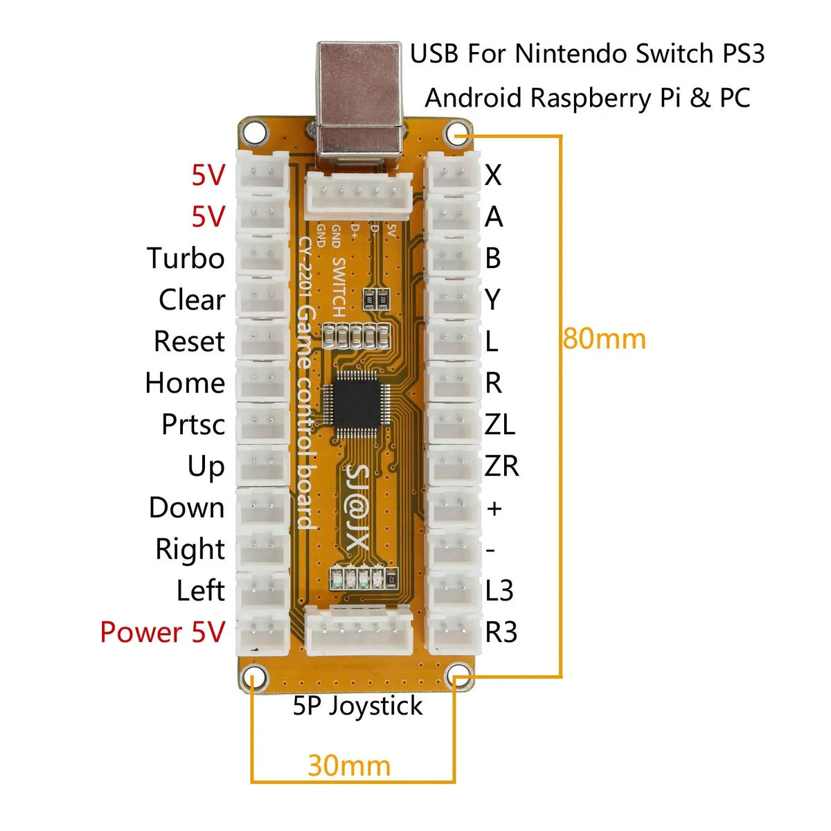 Controller Cherry Arcade Nintendo 2 MAME SJ@JX Retropie PS3 Joystick MX Encoder USB Game Gamepad Raspberry Player PC Switch Button for Pi 8way Microswitch