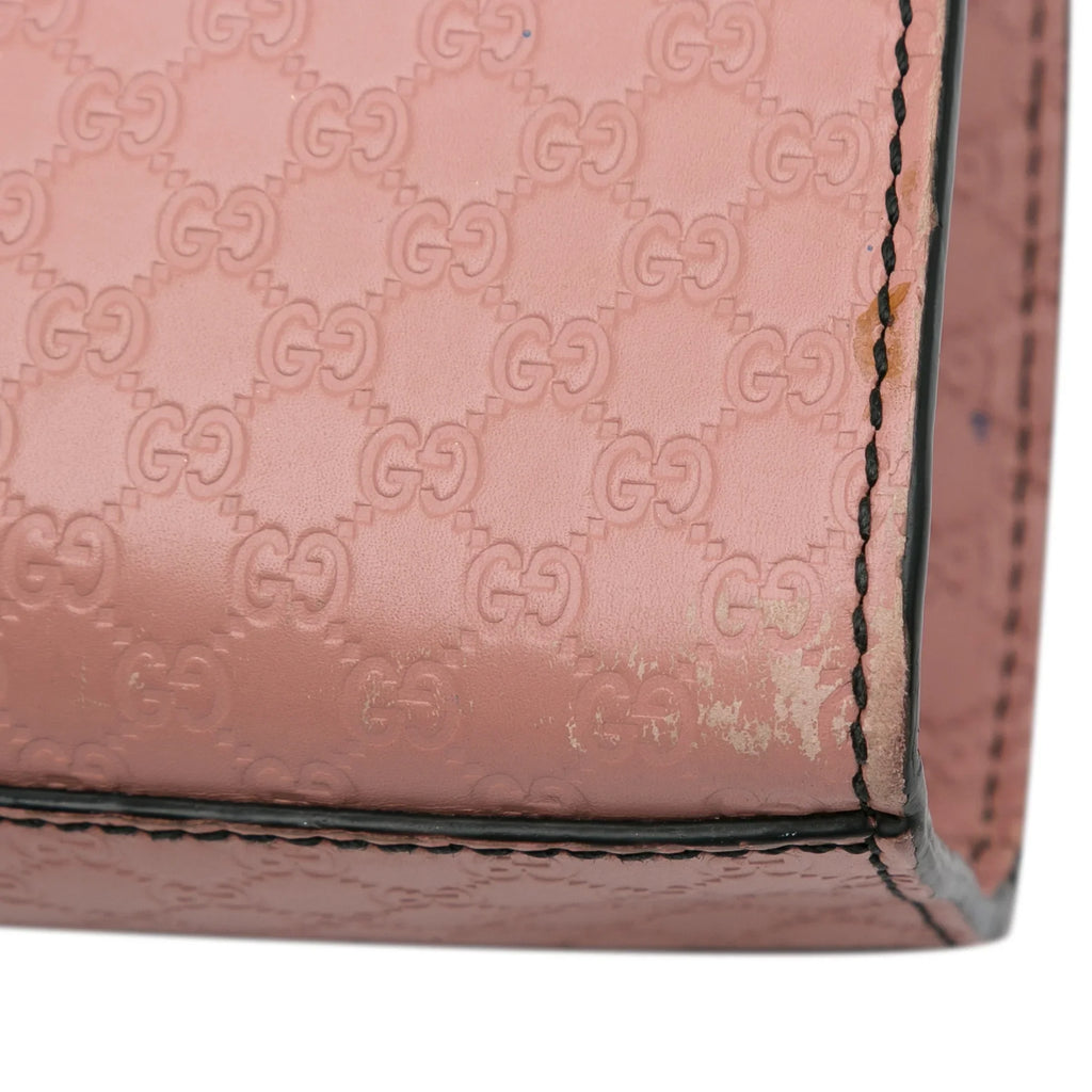 Authenticated Leather Calf Gucci Bag Shoulder Emily Pre-Owned (Good) Pink Medium Microguccissima Unisex