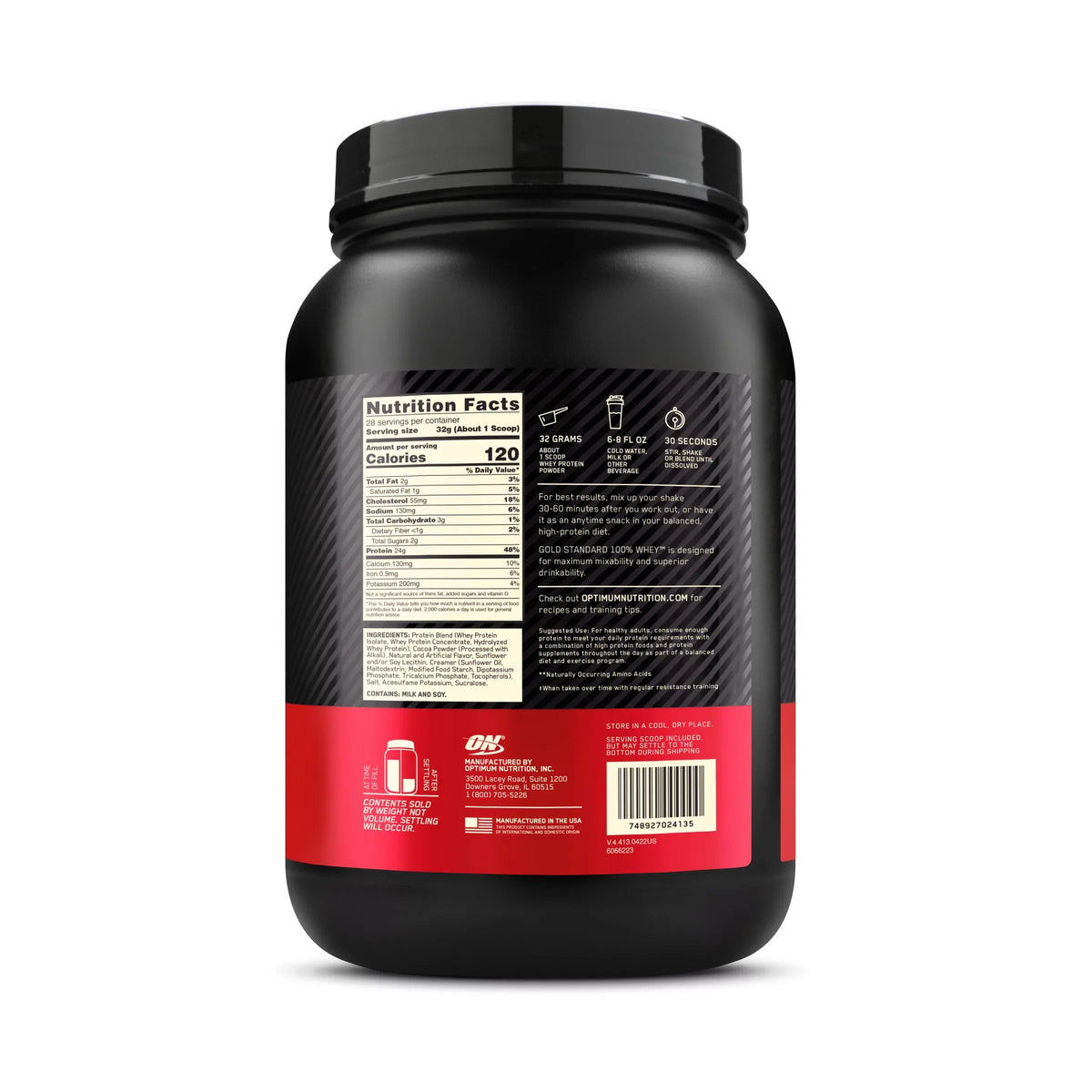 Gold Optimum 2 Protein, Protein Servings 28 24g Extreme Whey Nutrition, lb, Powder, Milk Chocolate, Standard 100%