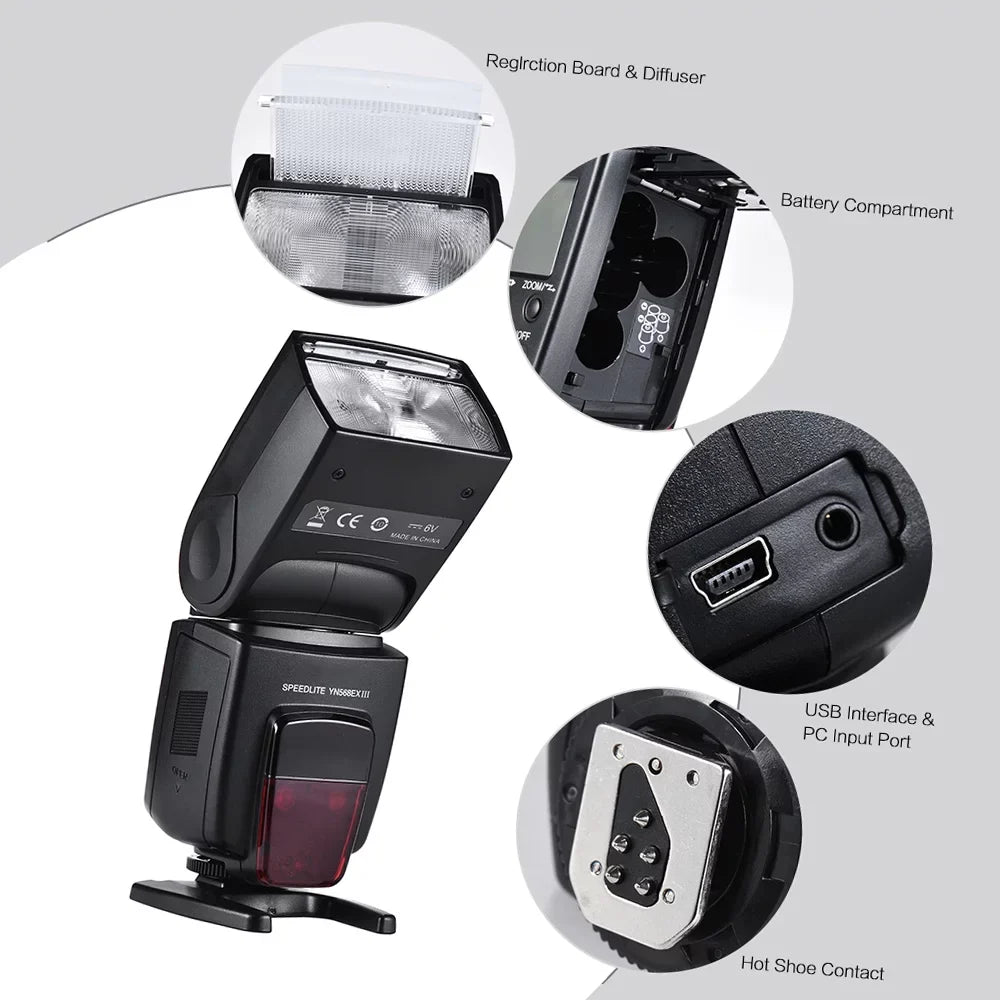 58 DSLR s 4 GN Speedlite Replacement EX Firmware USB 1 TTL Wireless Upgrade Slave Speed for Camera 8000 568 Sync -Channel Master E-TTL YONGNUO Flash III YN High Supports 568 Wal II YN- / Cameras